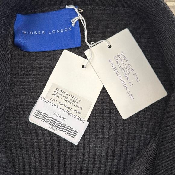 NWT Winser London Milano 100% Merino Wool Career office Pencil Skirt Grey Small - Picture 8 of 13
